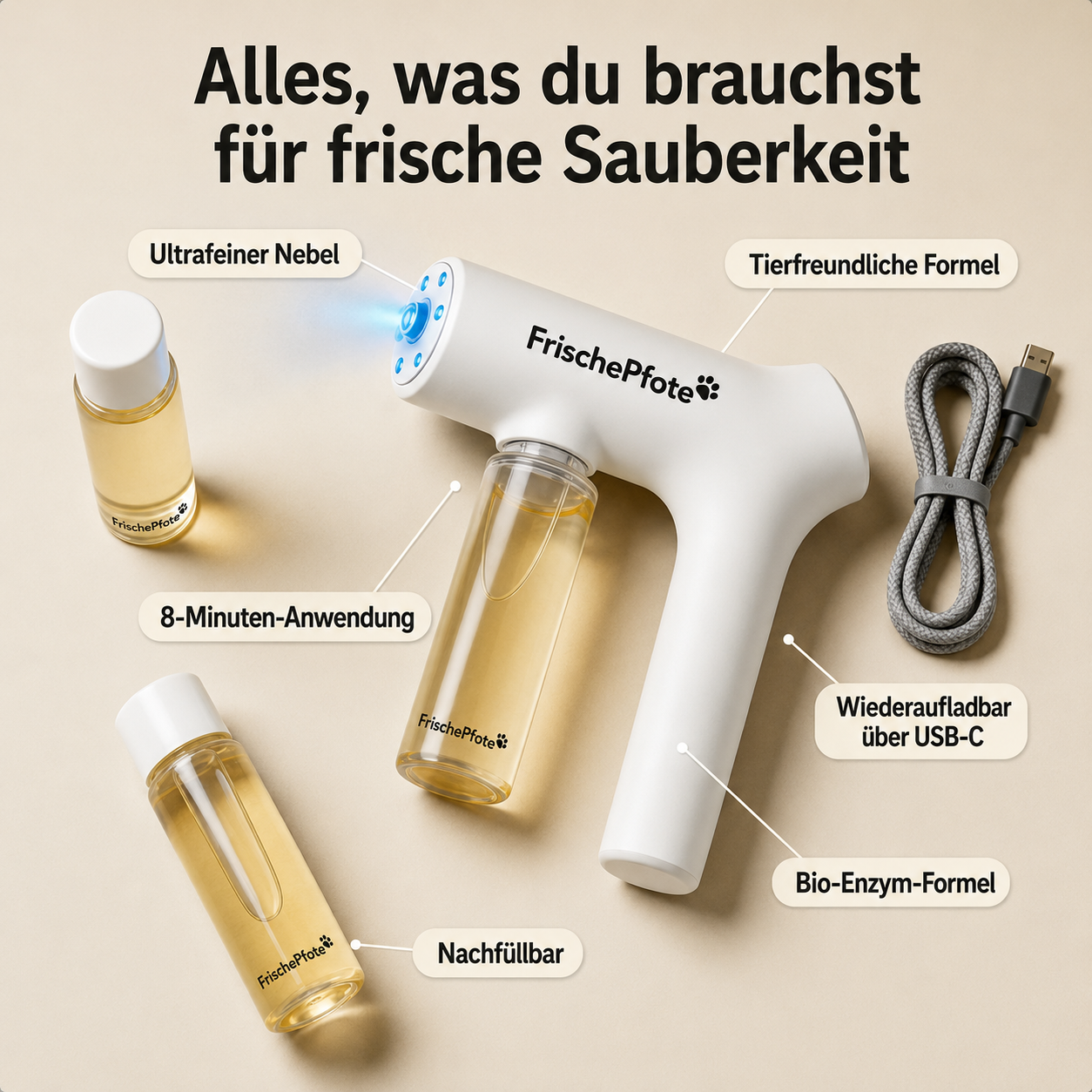 FrischePfote™ - Geruchsneutralisierer für Tierhaushalte