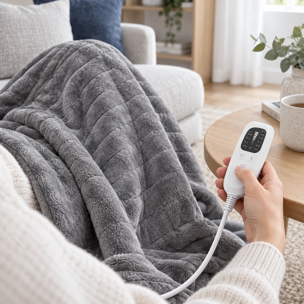 Den kabelgebundenen Regler der COZY-HEAT Heizdecke bedienen