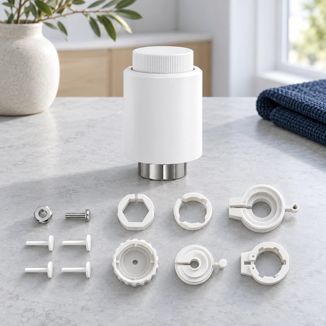 THERMO-CONTROL Heizkörperthermostat mit mitgelieferten Ventiladaptern